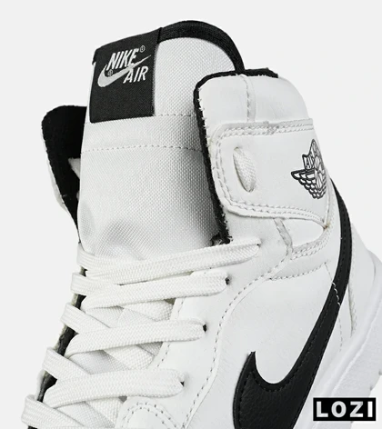 کفش کتانی ساق‌دار مردانه و زنانه سفید مشکی NIKE jordan 1 مدل 7581