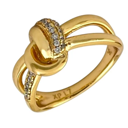 انگشتر زنانه ژوپینگ طرح گره طلایی با نگین ظریف