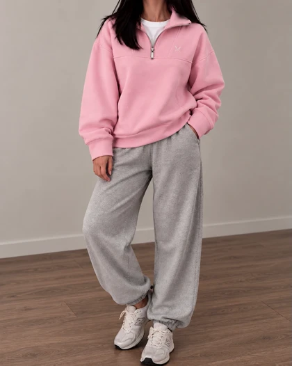 دورس نیم زیپ صورتی انگلیسی crewclothing