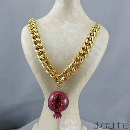 گردنبند کارتیر طلایی با آویز انار 50073