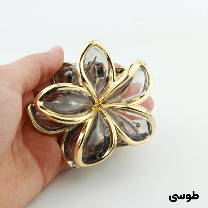 کلیپس دخترانه مدل شیشه ای طرح گل دور طلایی