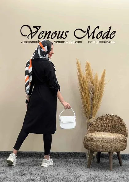 مانتو بلند جلو ژیله دار