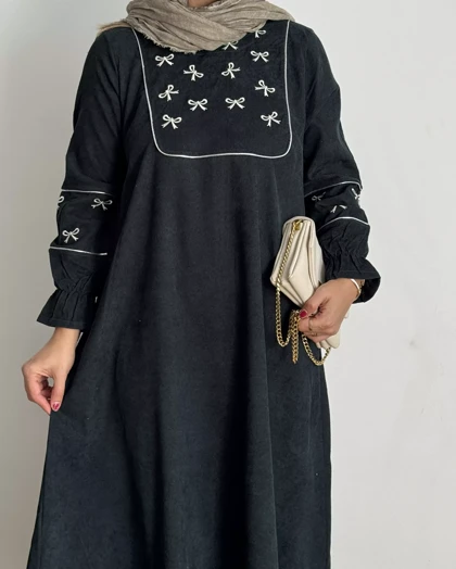 کفتان مخمل کبریتی روبان