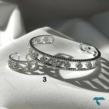 ست دستبند و انگشتر ونکلیف طلایی و نقره ایی Set-8696-L