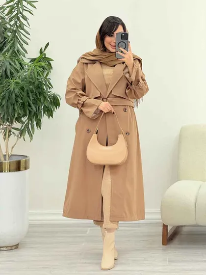 بارانی بلند چهاردکمه ترلان