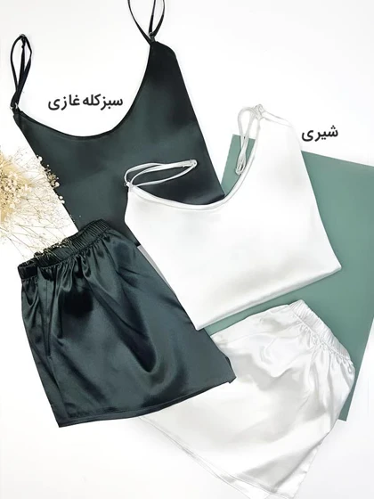 لباس خواب ساتن زنانه ست تاپ و شلوارک لوندر Lavender