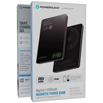 پاوربانک وایرلس 5000 پاورولوژی Powerology اصل مدل PPBCHA62