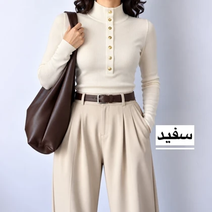 بلوز زنانه یقه ایستاده دکمه‌دار مدل 1708