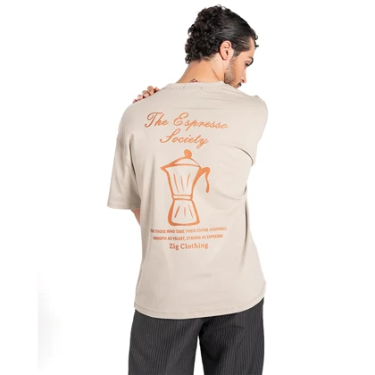 تیشرت مردانه کرم خاکی زیگ zig مدل Espresso Society