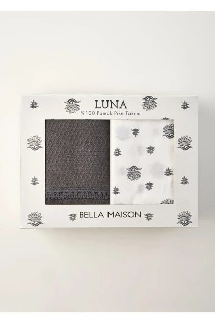 سرویس روتختی پیکه دو نفره Bella Maison مدل Luna پنبه‌ای - ذغالی
