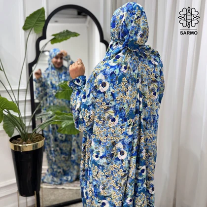 چادرنماز آستین‌دار نیلگون