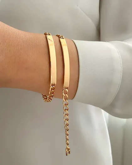 دستبند پلاک دار آینه ای تخت ژوپینگ