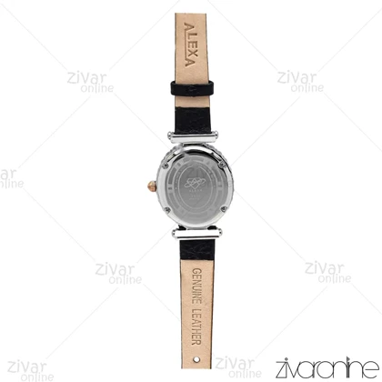 ساعت الکسا اسپشیال A2008 زنانه صفحه سبز دور نگین بند چرمی 106217