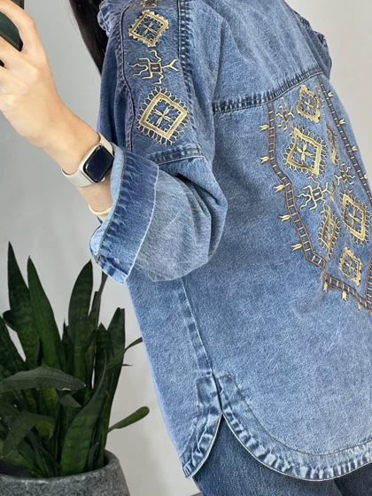 مانتو کتی جین گلدوزی(ایراد دار)