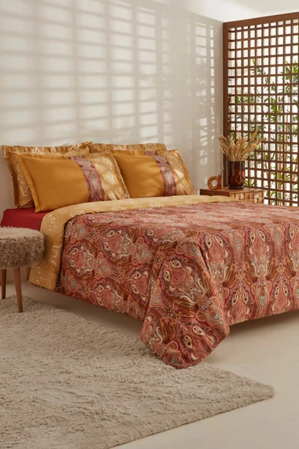 سرویس روتختی دو نفره Karaca Home مدل Sherie ساتن پنبه - قهوه‌ای