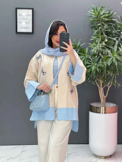 مانتو لینن نچرال طرح پروانه
