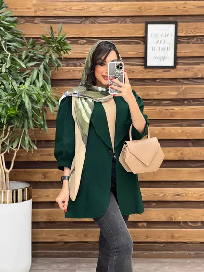 مانتو لینن سرشونه چین تک دکمه