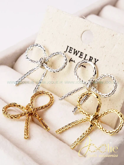 گوشواره زنانه طرح طلا مدل پاپیون کدE1155