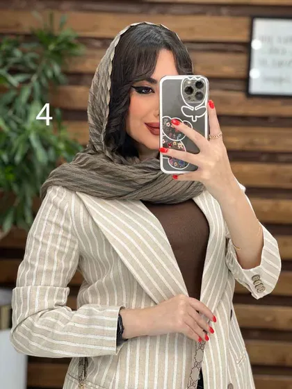 مانتو کتی راه راه چهاردکمه چوبی