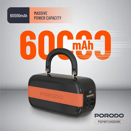 پاور بانک 60000 پورودو Porodo مدل PDPBFCH092BK توان 100 وات