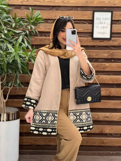 مانتو ژاکارد پولک دوزی