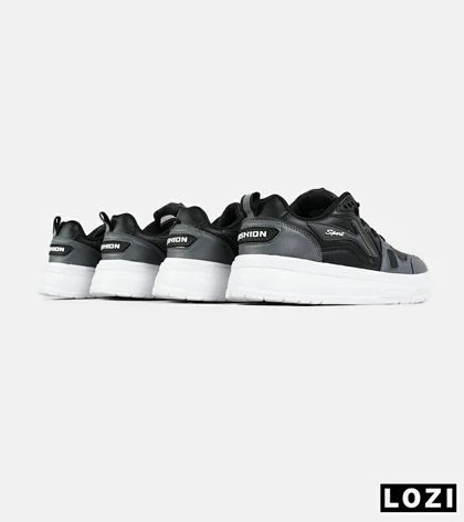 کفش کتانی مردانه مشکی طوسی FASHION مدل 7433