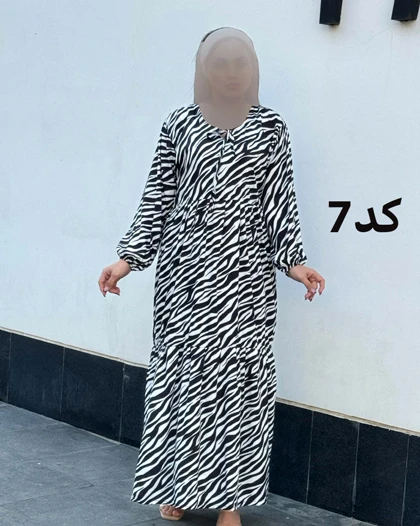 ساحلی فلور سفید مشکی یقه بند دار 6088