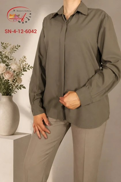 شومیز دکمه مخفی سیلک(SN-4-12-6042)