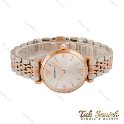 ساعت امپریو آرمانی زنانه دورنگ رزگلد صفحه سیلور Armani-4399-L