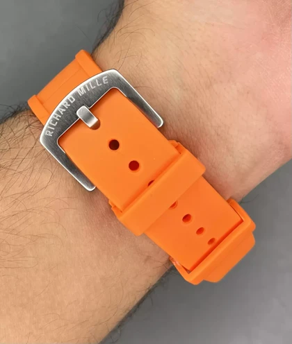 ساعت مچی ریچارد میل صفحه اسکلتون بند رابر نارنجی Richard Mille