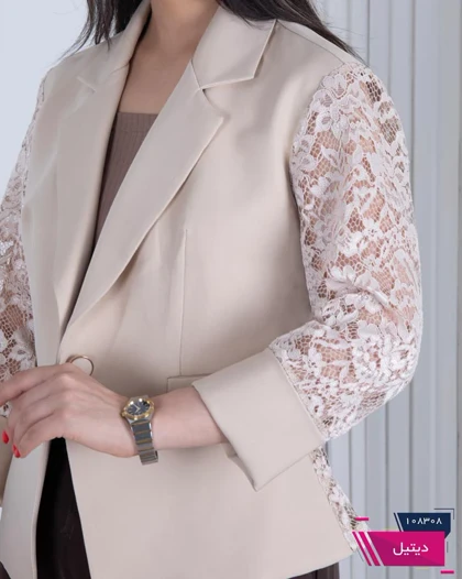 کت مجلسی زنونه خرجکار دانتل تک دکمه TAFFETA