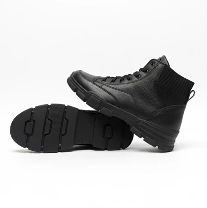 نیم بوت کشی مردانه مشکی چرم کد 294897