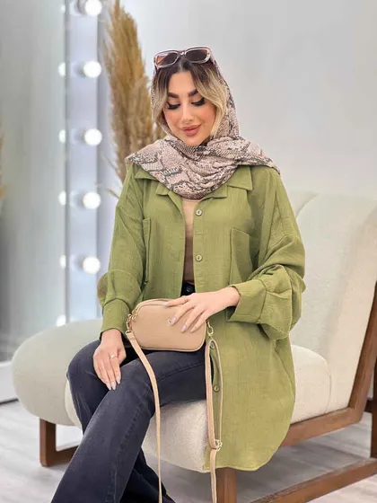 مانتو طرح چروک دو جیب