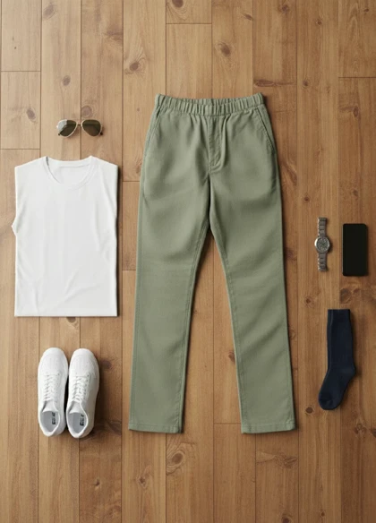 شلوار مردانه بنگال کش دم پا ساده مدل Behnam-سبز