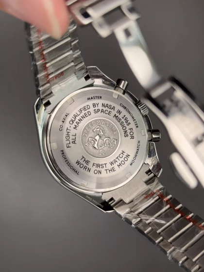 ساعت مچی امگا اسپیدمستر بند سیلور صفحه مشکی Omega Speadmaster