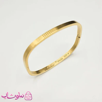 دستبند زنانه مدل کارتیه مربعی استیل طلایی رنگ کد 260