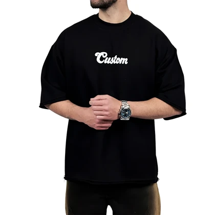 تیشرت مردانه مشکی پنبه سه نخ طرح ساده فونت