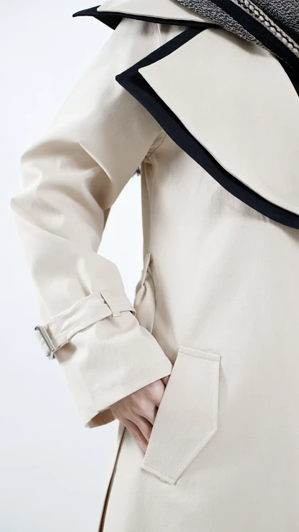 بارانی دو یقه بلند آستردار