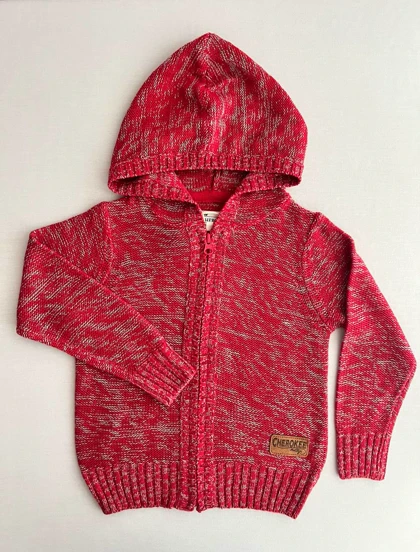 ژاکت بچگانه بافت کلاه دار 20037