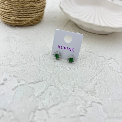 گوشواره جواهری زنانه شیک ژوپینگ، مدل زمردی