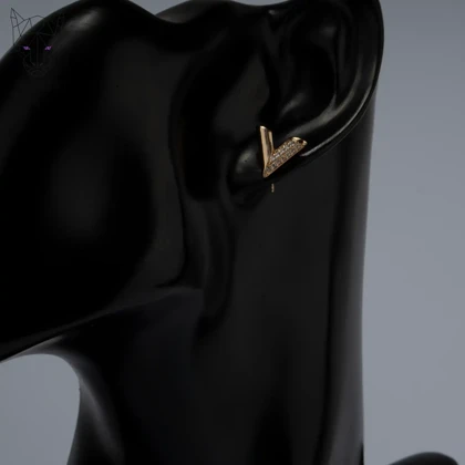 گوشواره V گلد نگین‌دار ژوپینگ