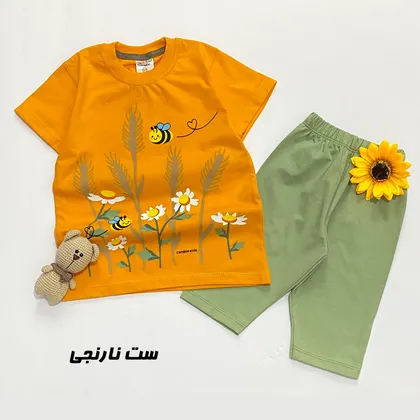 تیشرت شلوارک مدل گل و زنبور