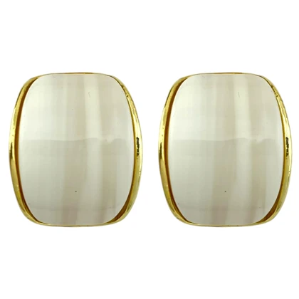 گوشواره زنانه مدل ایووریا طرح میناکاری مینیمال با فریم طلایی