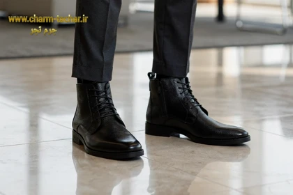 نیم بوت مردانه بندی بغل زیپ‌دار چرم طبیعیsi180