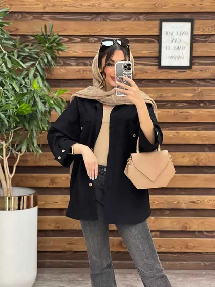 مانتو شومیزی سر جیب مثلثی
