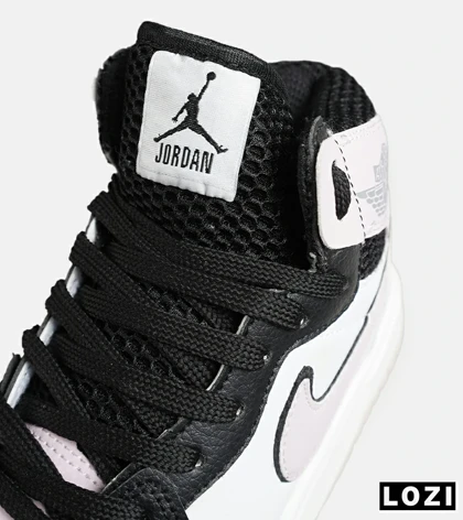 کفش کتانی ساق‌دار زنانه مشکی سفید صورتی نایک NIKE jordan 1 مدل 8144