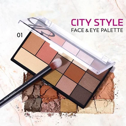 پالت چندکاره صورت و چشم پودری 12 رنگ گلدن رز City Style شماره 01 و 02