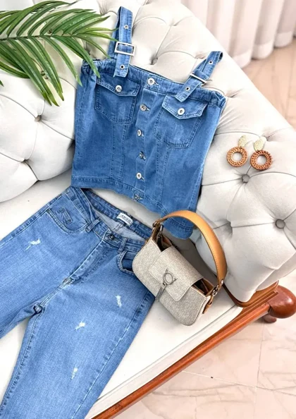 تاپ جین جیب‌دار 3235