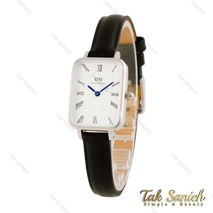 ساعت DW زنانه مستطیلی بند چرمی نقره ای صفحه سفید یونانی DW-5633-L