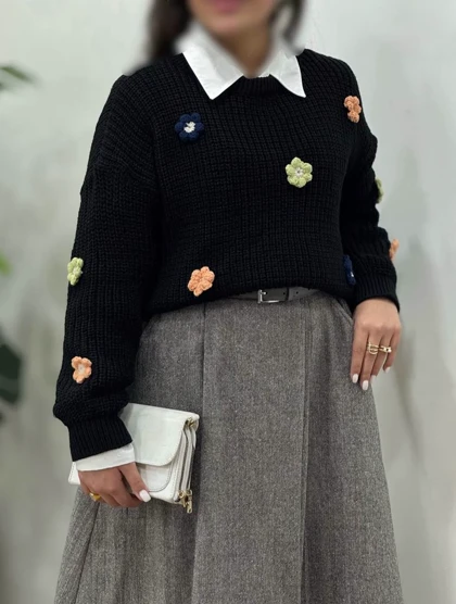 بلوز بافت گل‌دار مدل آلاله کد 40210